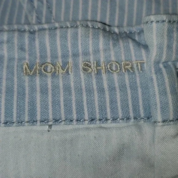 AE Denim High Waist Mom Shorts Blue w White Stripes Women's Size 16 - Picture 16 of 16